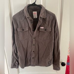 Gray Topo Designs button up flannel